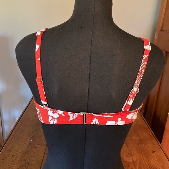 Land’s End twist front bikini top orange floral print underwire adjustable 8 - Picture 5 of 7